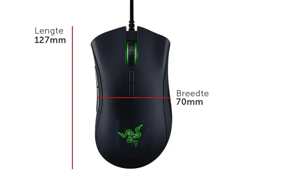 razer deathadder elite Razer Deathadder Elite review - Afmetingen
